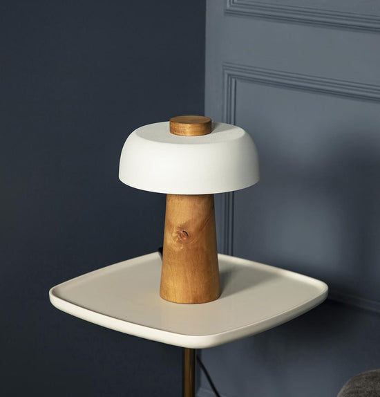Tochi Mush Wood White Table Lamp