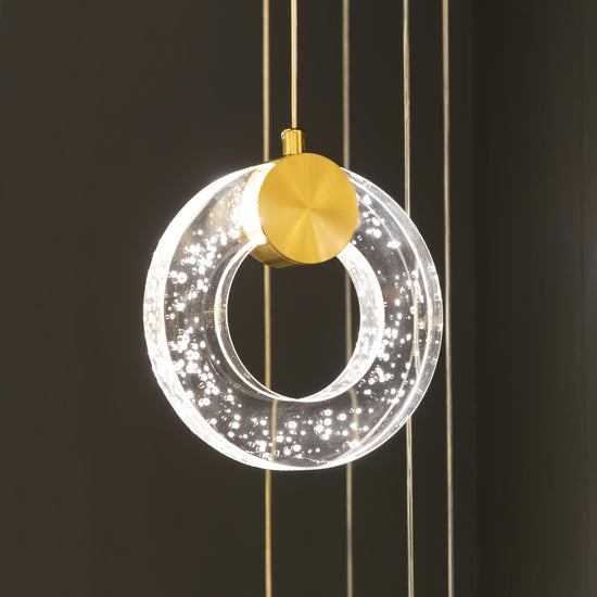 Togo Single Simit Antique Transparent Glass Led Pendant Light Chandelier 15 Cm