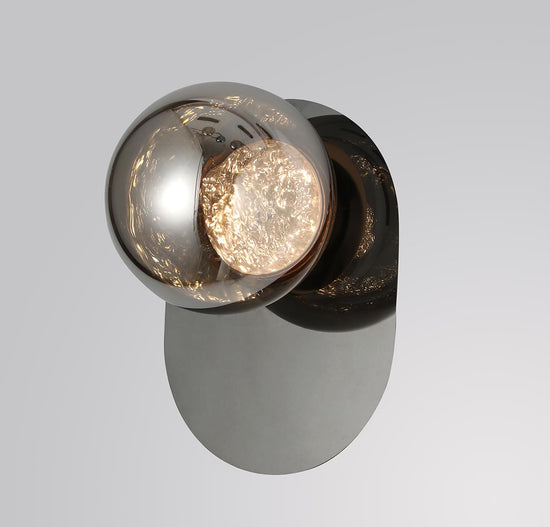 Tomris Smoked Glass Platinum Single Roll Led Wall Sconce