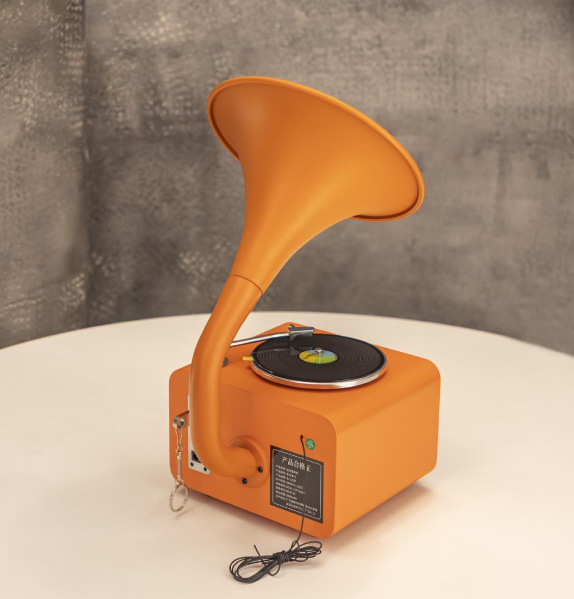 Orange-Chrome Gramophone - Mini Music Player