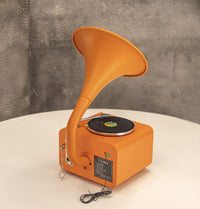 Orange-Chrome Gramophone - Mini Music Player