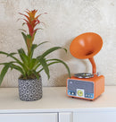 Orange-Chrome Gramophone - Mini Music Player