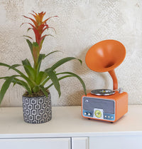 Orange-Chrome Gramophone - Mini Music Player