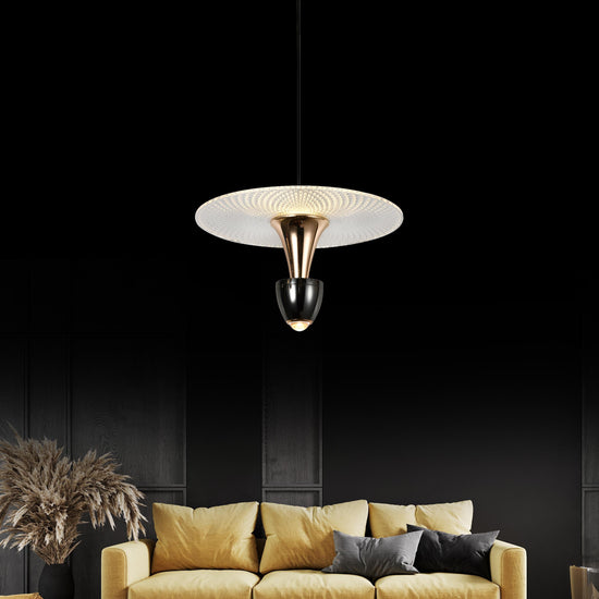 Ulgen Single Platinum Transparent Glass Led Pendant Light Chandelier 35 Cm