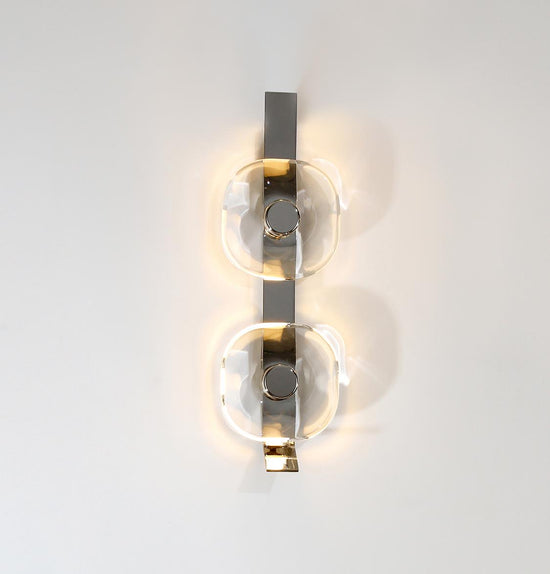 Üsküp Transparent Crystal Chrome Double Led Wall Sconce