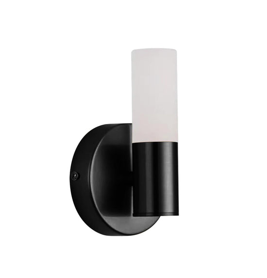 Vesta Single Glass Black Led Wall Sconce