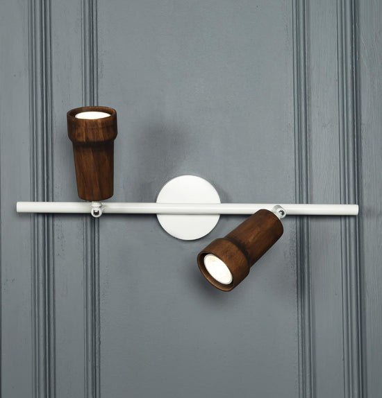 Victoria Double Wood White Wall Sconce