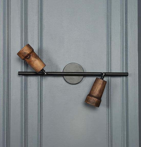Victoria Double Wood Black Wall Sconce
