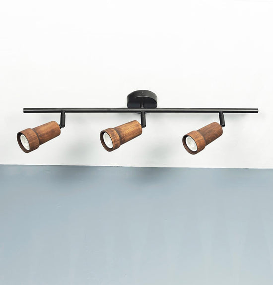 Victoria Triple Wood Black Wall Sconce