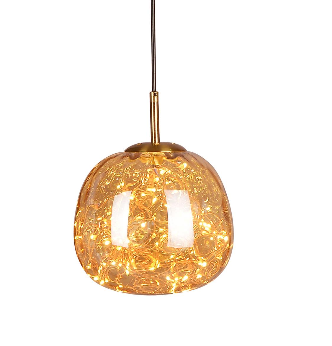 Viyana Meteorite Honey Antique Glass Led Pendant Light Chandelier 25 Cm