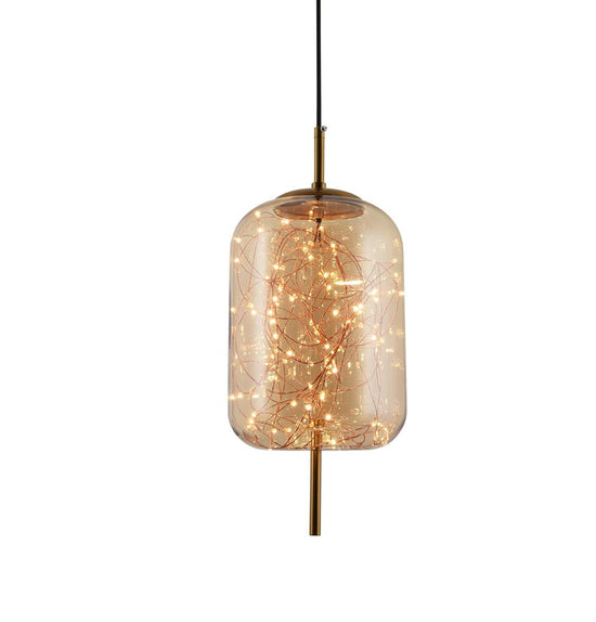 Viyana Antique Honey Glass Pendant Light Chandelier 18 Cm | Modern Decorative Lighting For Homes & Hotels