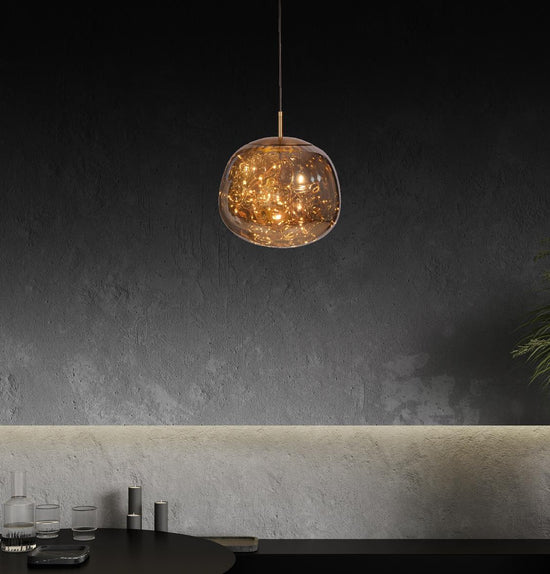 Vienna Meteorite Smoked Antique Glass Led Pendant Light Chandelier 20 Cm