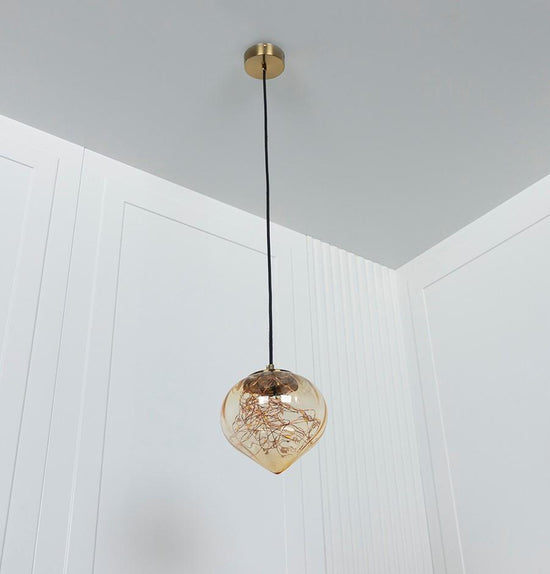Viyana Teardrop Honey Glass Antique Pendant Light Chandelier 20 Cm