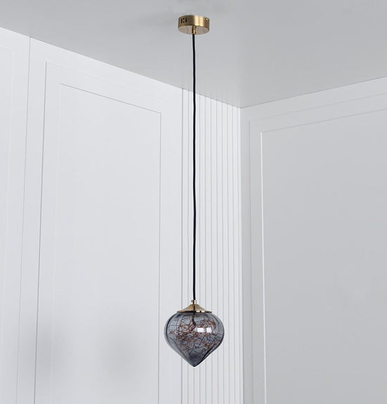 Viyana Teardrop Smoked Glass Antique Pendant Light Chandelier 18 Cm