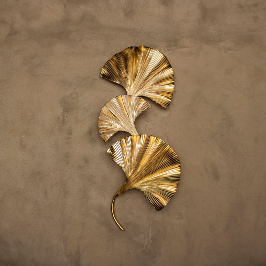 Mid Century Triple Ginkgo Leaf Wall Sconce, Handmade Gold Lamp, Home Decor Lighting, Art Deco Wall Art Light MODEL : ASTARA