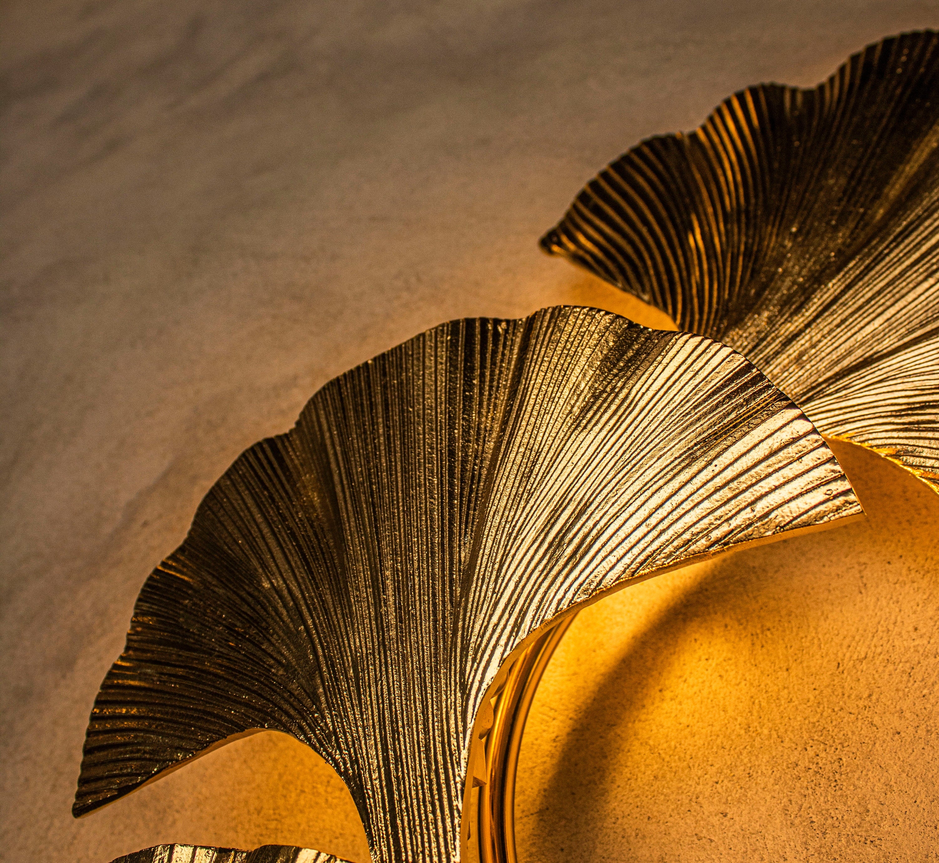 Astara Mid Century Triple Ginkgo Leaf Wall Sconce, Handmade Gold Lamp, Home Decor Lighting, Art Deco Wall Art Light - Heka Lighting & Trading Limited