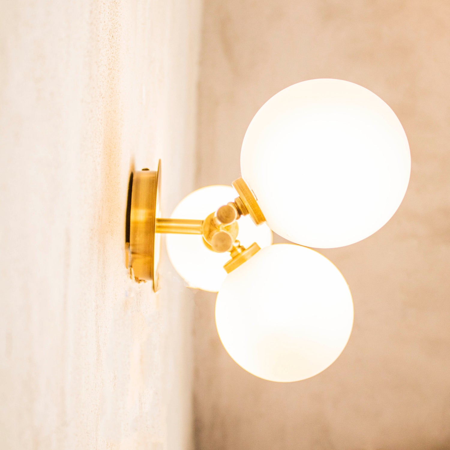 Bathroom Vanity Brass Wall Light, Frosted Glass Globe Wall Lamp, Modern Make Up Hanging Wall Lighting, Handmade Art Deco Sconce MODEL: LIKYA