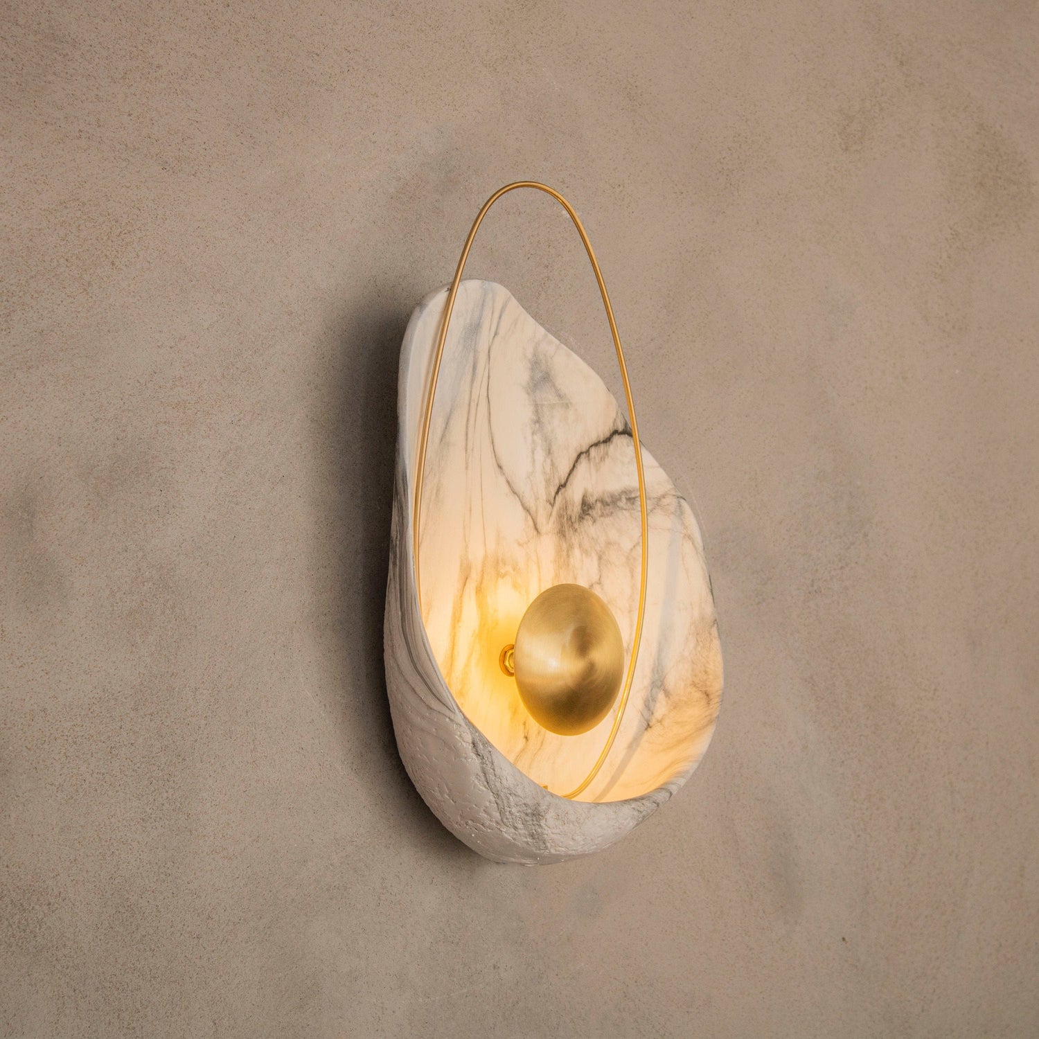 White Marble Wall Art Sconce Light, Black Marble Sconce, Home Decor LED Light Wall Lamp, Housewarming Gift Lighting MODEL: ERCIYES