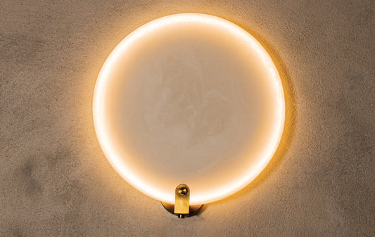 Brass Marble Wall Lights, White Round Sconce Lamp, Home Decor Art Deco LED Light, Housewarming gift Lamp MODEL : ASPENDOS