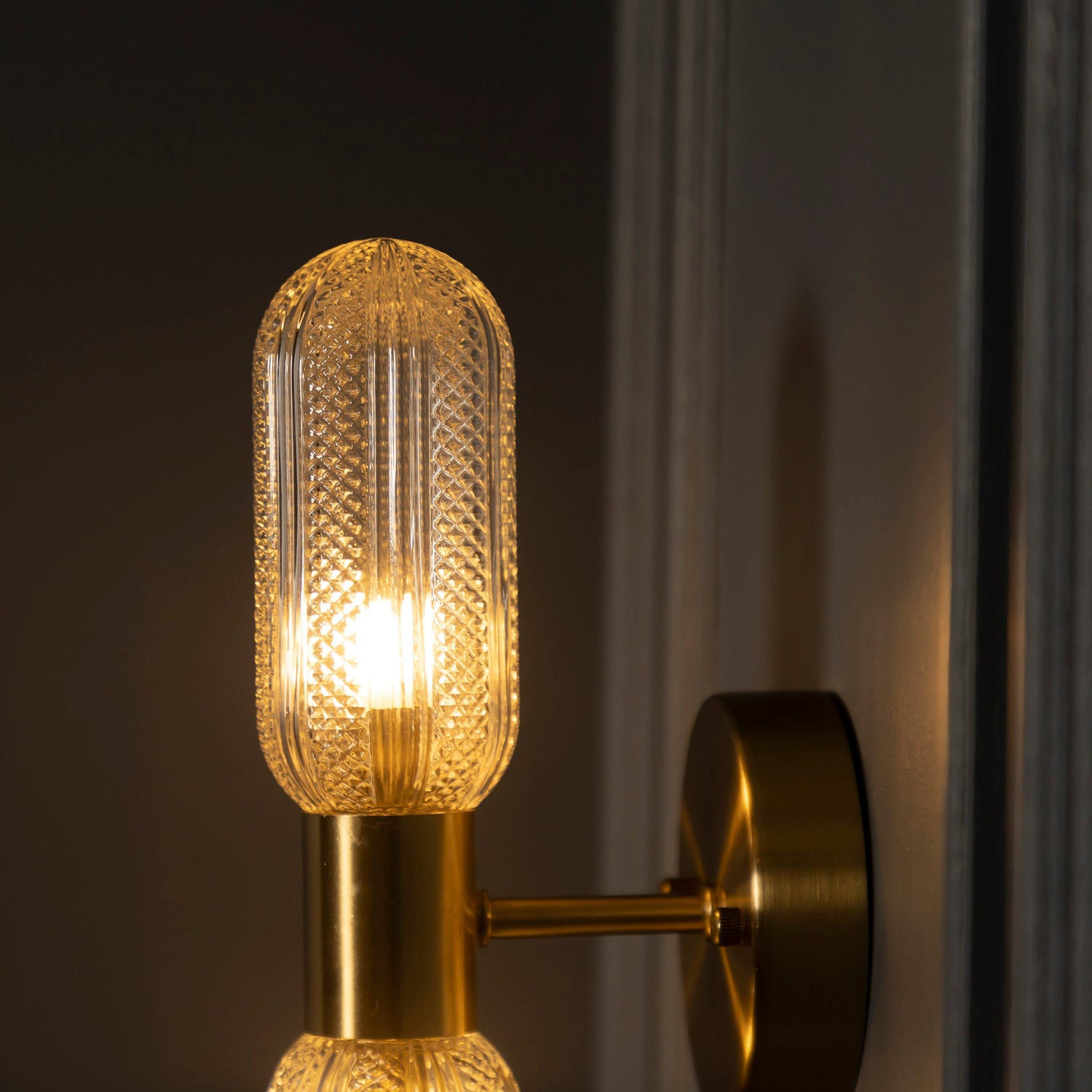 Crystal Glass Wall Lamp, Art Deco Wall Light, Handmade Bathroom Vanity Brass Sconce, Modern Home Decor Lighting, Bedroom Light MODEL: OTTAVA