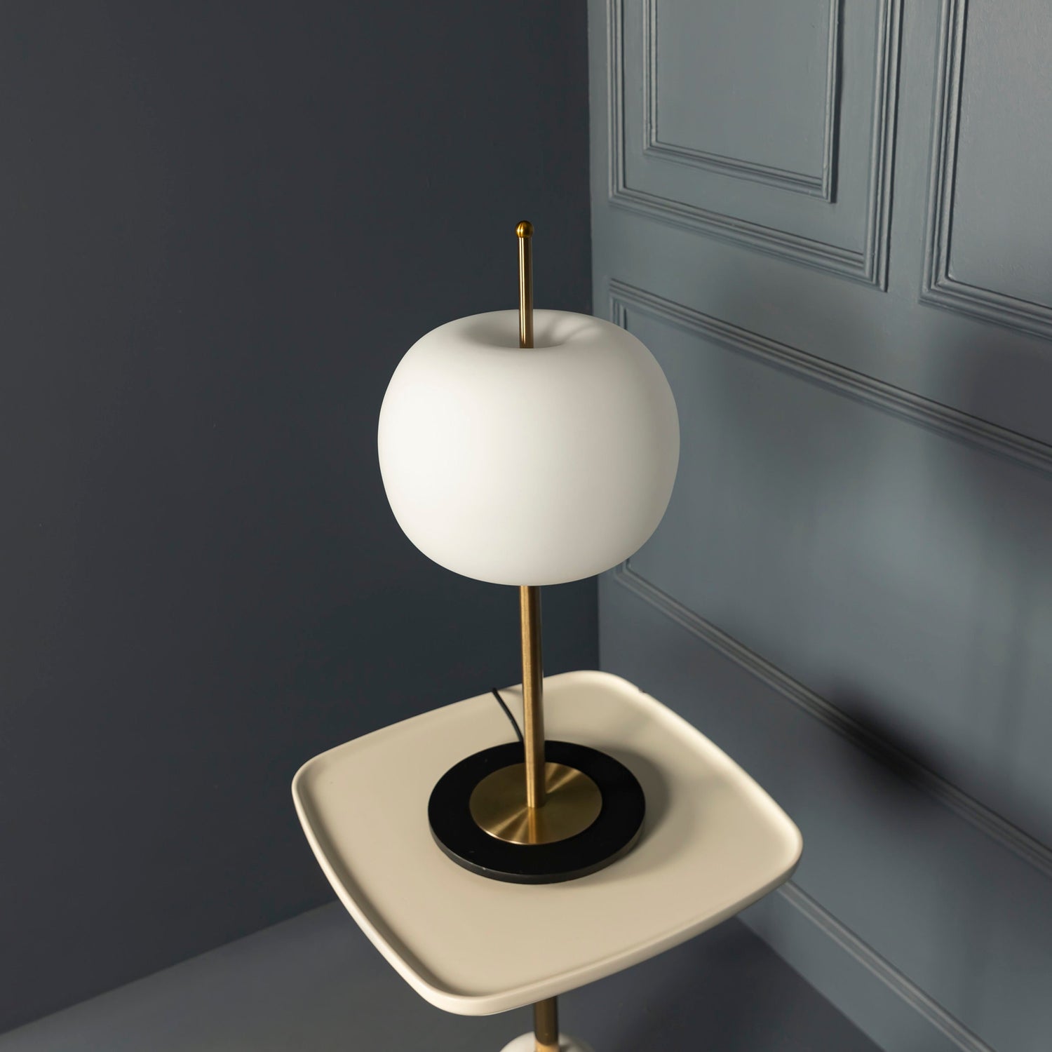 Unique Milky Glass LED Table Lamp, Art Deco Brass Modern Desk Light, Handmade Small Bedside Lamp, Bedroom Decor Lamp MODEL : APPLE