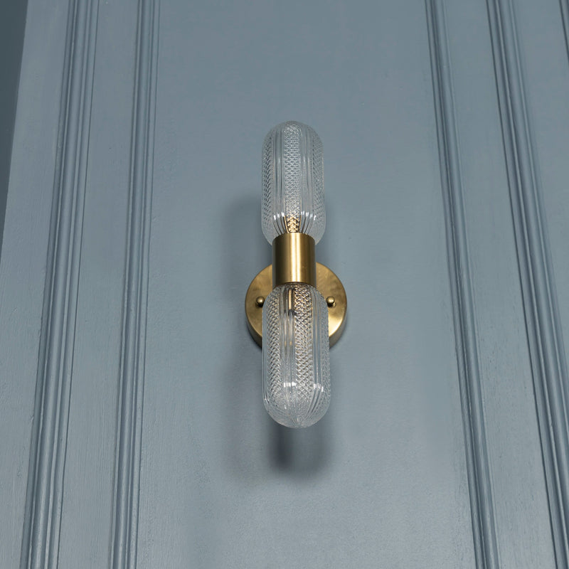 Crystal Glass Wall Lamp, Art Deco Wall Light, Handmade Bathroom Vanity Brass Sconce, Modern Home Decor Lighting, Bedroom Light MODEL: OTTAVA