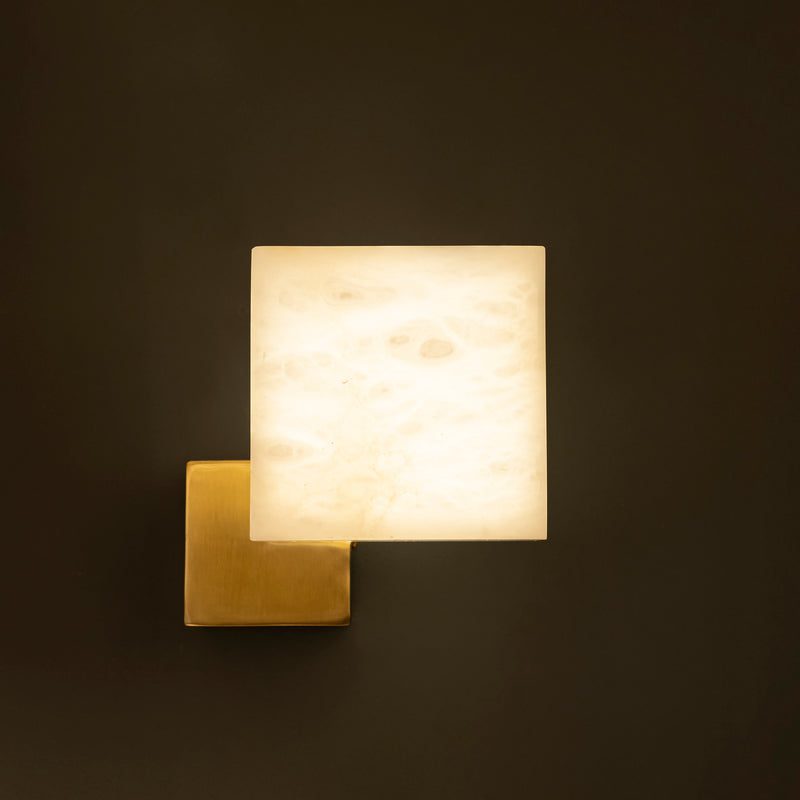 Cube Marble Wall Lamp for Entryways or Bedrooms Brass Sconce, Handmade LED Light, Vanity Wall Lighting, Art Deco Lighting, MODEL: DORIS